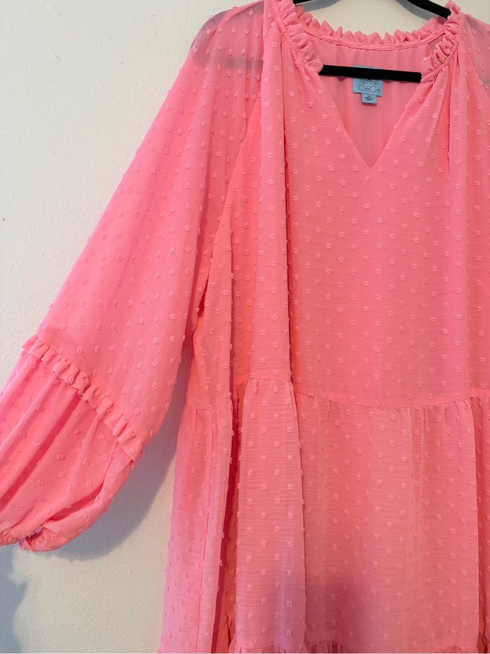 Cece Pink Clip Dot Babydoll Dress 3X - Picture 4 of 4
